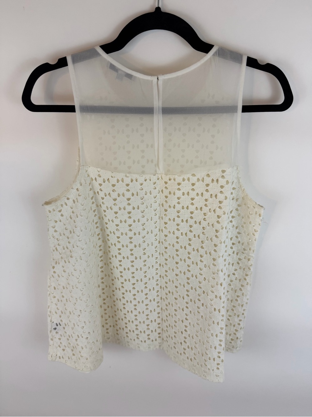 Madewell Cream Eyelet Lace Sleeveless Blouse Top Size 8 - Picture 3 of 7